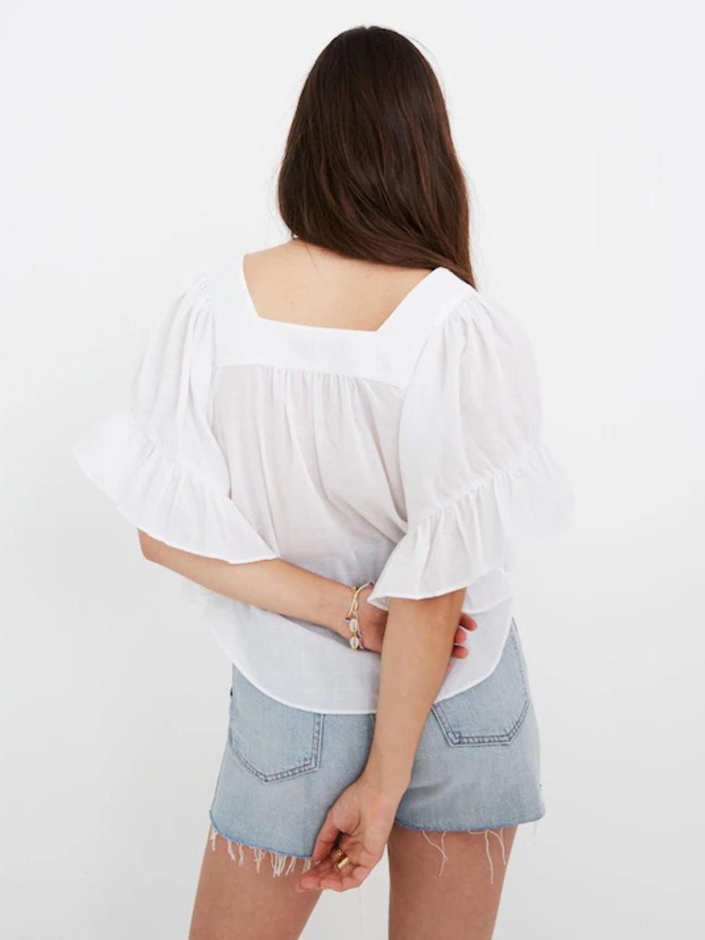 Madewell Flutter-Sleeve Butterfly Top white size XS peasant boho hippie L8489 - Picture 3 of 10